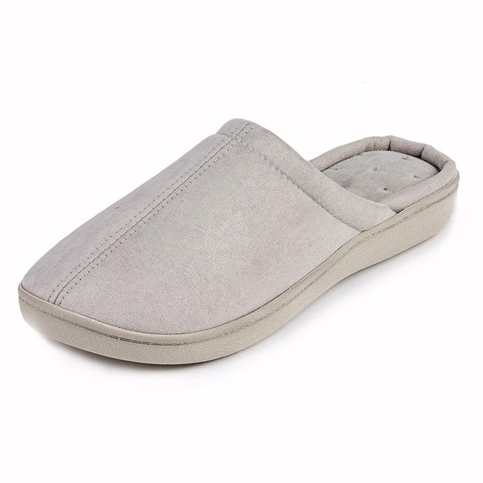 Isotoner Ladies Suedette Mule Slipper Grey Extra Image 1